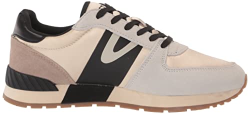 White/Taupe/Black Vintage Lace-up Casual Fashion Sneakers - Size 6.5