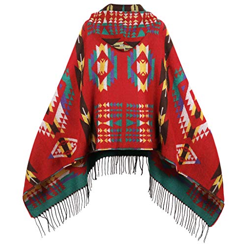 Uyuni Women's Vintage Bohemian Fringe Poncho Cape