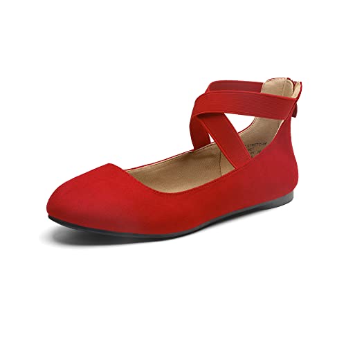 Red Ankle Strap Flats - Women's Size 8