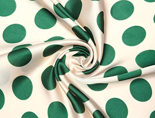 Retro Green Polka Dot Square Scarf for Women