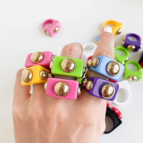 Colorful Y2K Style Resin Acrylic Retro Rings