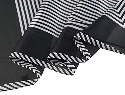 Allegra K Stripe Printed Square Scarf - Black/White