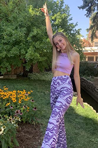 Purple Flare Pants - 70s Retro Festival Trousers