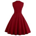 Vintage Polka Dot Rockabilly A-Line Dress - Wine Red