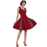 Vintage Polka Dot Rockabilly A-Line Dress - Wine Red