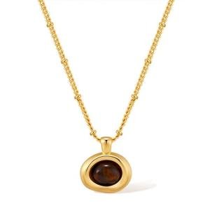 Gold Tiger's Eye Pendant Necklace for Women