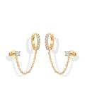 PAVOI Gold Chain Hoops with Cubic Zirconia