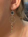 Asymmetric Gold Sun Moon Star Dangle Earrings
