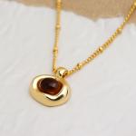 Gold Tiger's Eye Pendant Necklace for Women