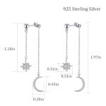 Sterling Silver Moon and Star Earrings for Women