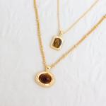 Gold Tiger's Eye Pendant Necklace for Women