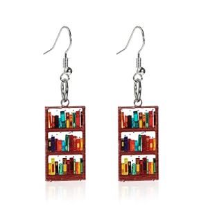 Bookshelf Dangle Earrings for Librarians and Teachers
