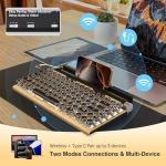 Vintage Wireless Mechanical Gaming Keyboard with LED Backlight