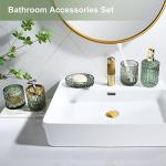 Green Glass Bathroom Accessories Set, 5 Pieces