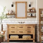 Floating Bathroom Shelves Set - Rustic Brown