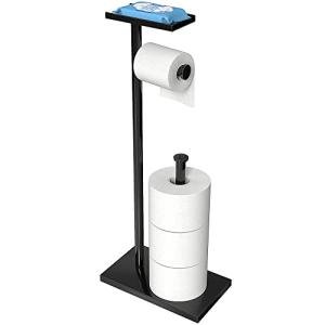 CISILY Black Toilet Paper Holder with Phone Shelf