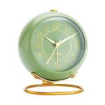 Retro Olive-Green Metal Desk Clock with Alarm