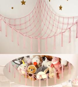 Pink Stuffed Animal Storage Hammock for Girls
