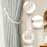 Magnetic Wood Bead Curtain Tiebacks - 2 Packs