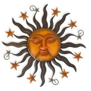 24" Sun Face Metal Wall Art for Outdoors