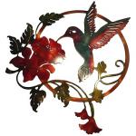Round Metal Hummingbird Wall Art for Indoor/Outdoor