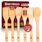 6-Piece Bamboo Cooking Spoons Set