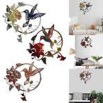Round Metal Hummingbird Wall Art for Indoor/Outdoor