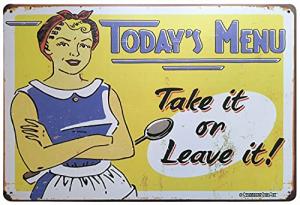 Retro Metal Kitchen Sign: Today's Menu 12"x8
