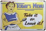 Retro Metal Kitchen Sign: Today's Menu 12"x8