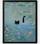 Funny Cat Wall Art - Vintage Monet Style