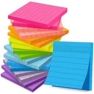 Colorful 3x3 Lined Sticky Notes - 18 Pads