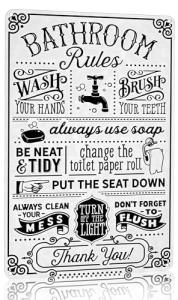 Funny Bathroom Rules Vintage Tin Wall Art Sign