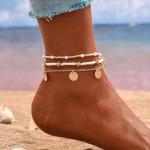 Gold Shell Ankle Bracelet Set - Boho Beach Jewelry