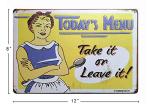Retro Metal Kitchen Sign: Today's Menu 12"x8
