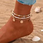 Gold Shell Ankle Bracelet Set - Boho Beach Jewelry