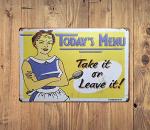 Retro Metal Kitchen Sign: Today's Menu 12"x8