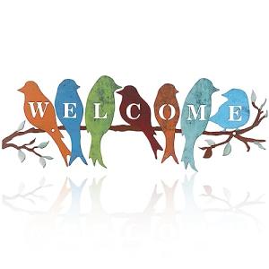 Bird Wall Art Welcome Sign for Home or Garden