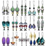 Vintage Boho Teardrop Druse Crystal Earrings Set