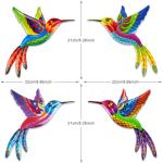 4 Pack Colorful Metal Hummingbird Wall Art