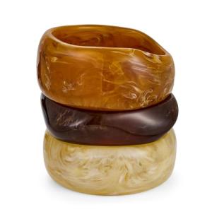 Trendy Brown Acrylic Chunky Bracelets Set