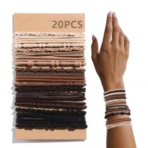 20 Boho Hair Ties and Bracelets Set