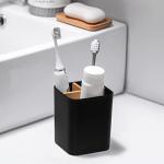 Bamboo Bathroom Organizer for Toothbrushes and Razors