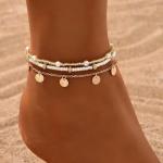 Gold Shell Ankle Bracelet Set - Boho Beach Jewelry