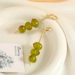 Green Olive Dangle Earrings - Gold Plated Fun Jewelry