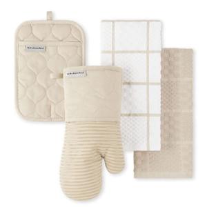 Oven Mitt and Towel Set with Silicone Grip