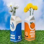 Retro Orange Juice Carton Ceramic Vase