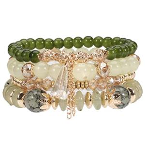 Boho Stackable Beaded Bracelets Set – 4 Piece