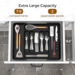 Extra Large Adjustable Silverware Organizer, Black
