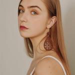 Boho Vintage Round Wooden Leather Earrings – 12 Pairs