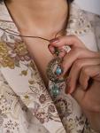 Bohemian Blue Ceramic Moon Star Lariat Necklace